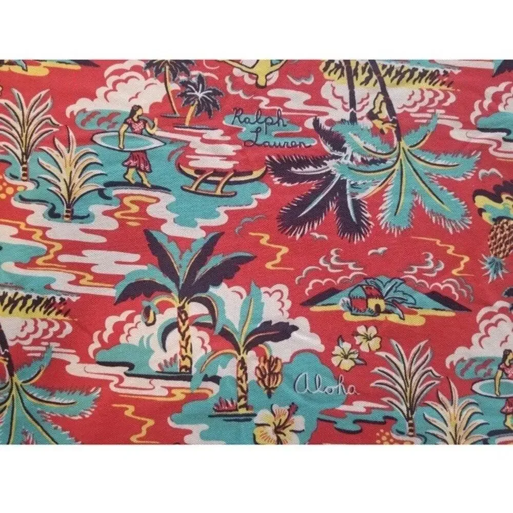 Polo Ralph Lauren Polo Shirt Mens Small Red Hawaiian Aloha AOP Surf Classic Fit
